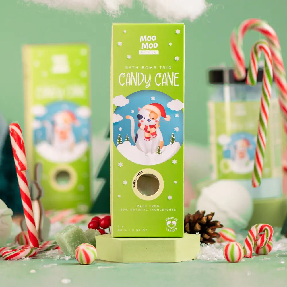 Candy Cane Bath Bomb Trio
